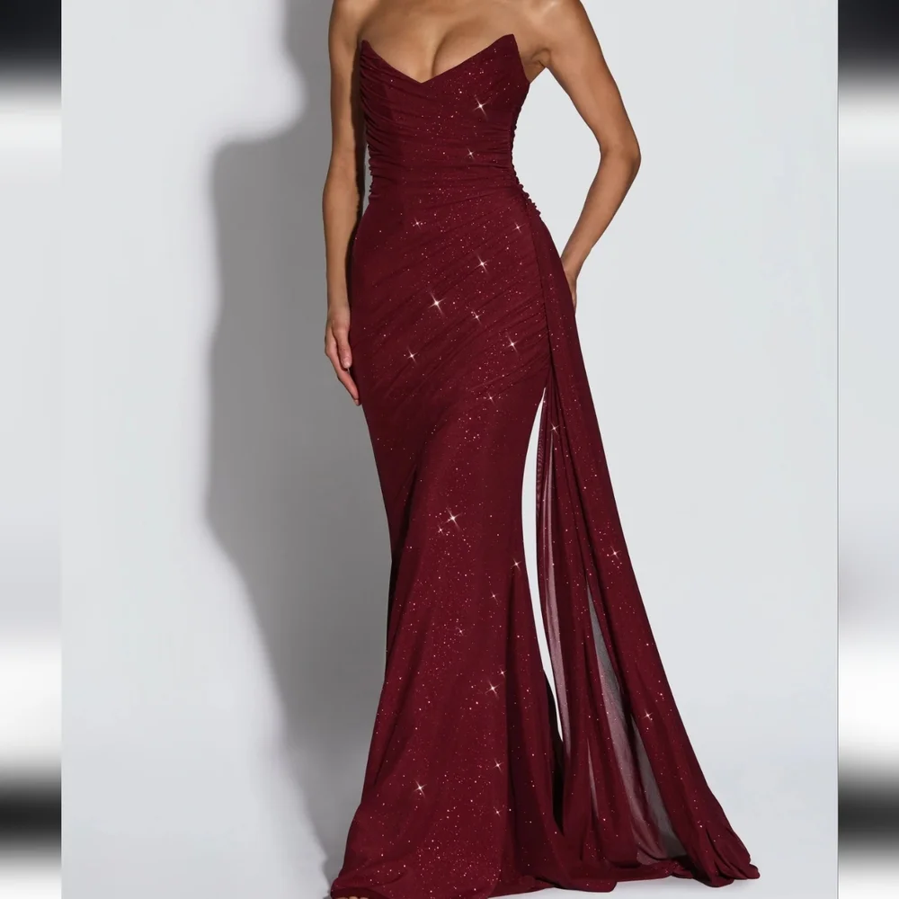 Babyboo Ashika Maxi Dress Wine Sparkle sz Medium with Agnes Shawl Wine Sparkle - Picture 4 of 13